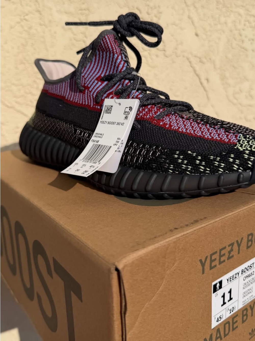 Yeezy Boost 350 V2 Black with Red Knit Accents
